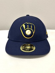 Milwaukee Brewers New Era 59Fifty Fitted Hat 6 7/8 Navy Blue Alt 2 Low Profile