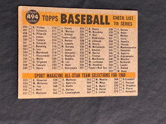 1960 Topps 7th Series Checklist (#496-572) Orioles #494-VG-Mantle/Aaron/Mays-#2
