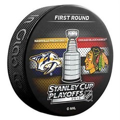 2015 Stanley Cup Playoffs 1st Round Predators vs Blackhawks NHL Game Puck