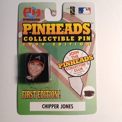 MLB Players Choice Chipper Jones Pinheads Collectible Pin 1999 Edition.