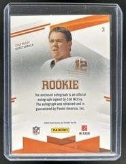 2010 Panini Prestige Colt McCoy Collegiate Lettermen Patch Auto RC Longhorns
