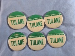 Lot of 6 Tulane Collage Vintage Button Pinbacks Pin 1 3/4&Prime; diameter green/white