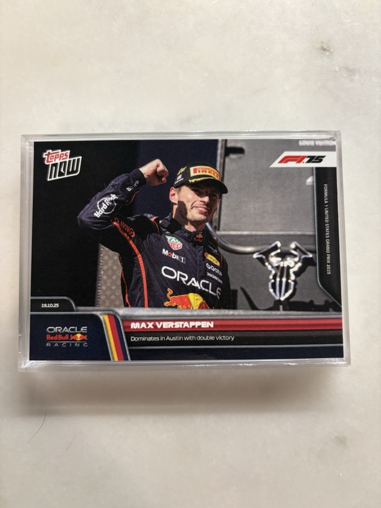 2025 Topps Now F1 Max Verstappen Card #071 – Double Victory in Austin – USGP