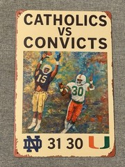 Catholics vs Convicts Score – Metal Sign For Notre Dame Fans Fighting Irish P