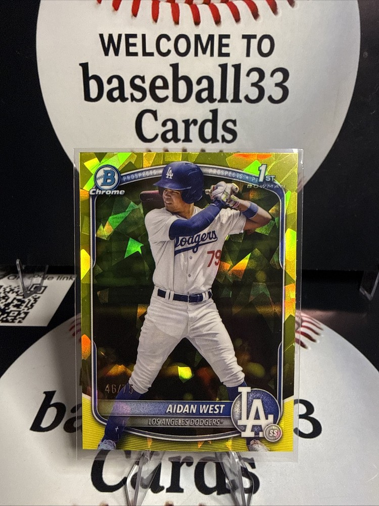 2025 Topps Bowman Draft Sapphire Aiden West 1st Bowman Yellow /75 Dodgers #BDC-6