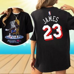 NEW!! LeBron James Philadelphia 76ers Mitchell & Ness Caricature T-Shirt