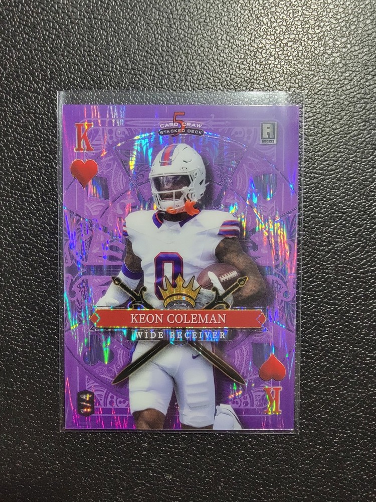 🔥Keon Coleman 2024 Wild Card 1/4 PURPLE LAVA KING OF HEARTS ROOKIE🔥