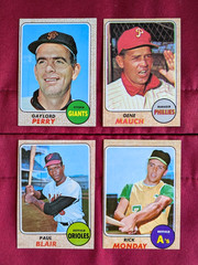 1968 Topps Baseball lot, 40 different, Mostly EX, w/ Gaylord Perry, Rick Monday