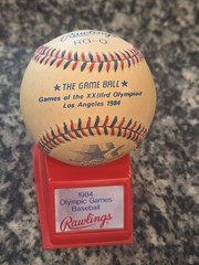 1984 BASEBALL~RAWLINGS XXIII OLYMPICS GAME BALL W/RAWLINGS STAND