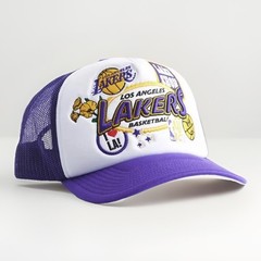 MITCHELL & NESS Los Angeles Lakers NBA Trucker Hat Cap Lake Show Purple/White