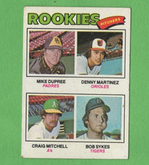 1977 TOPPS Baseball ROOKIE PITCHERS #491 DUPREE, MARTINEZ, SYKES, & MITCHELL EX