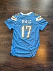 San Diego Chargers Philip Rivers 17 Nike Baby Blue Jersey XS + Navy Beanie