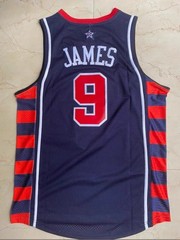 Custom Retro Iverson # 4 James #9 USA Basketball Jersey Stitched Embroidered 04