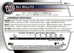 2025 Bowman Chrome Draft Mega Box Image Variations #BDC1 Eli Willits – NM-MT