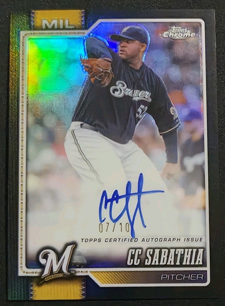2026 Topps Chrome CC Sabathia Black Refractor Auto /10 Brewers Autograph #CLA-CS
