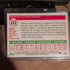 2025 Topps Chrome Platinum Anniv. Spencer Schwellenbach RC Speckle 67/150 Braves
