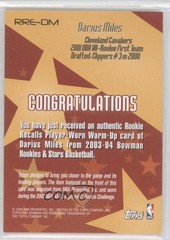 2003-04 Bowman Rookies & Stars Rookie Recall Relics Darius Miles #RRE-DM 0a1