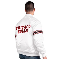 Chicago Bulls Starter Power Forward Vintage Full Snap Satin Jacket-White