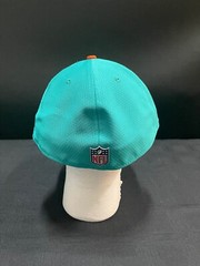 MIAMI DOLPHINS THROWBACK LOGO AQUA WITH DARK ORANGE POLKA DOTS FITTED HAT