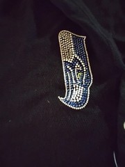 Seahawks Blackout Pauncho Knit Bead Logo Nwt