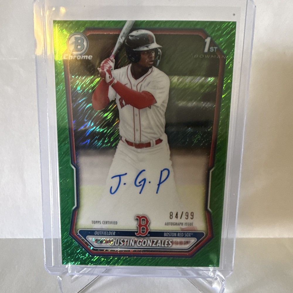 Topps 2025 Bowman Chrome 1st Justin Gonzales Auto CPA-JG Green Shimmer #84/99