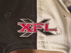 Vintage 2001 NY NJ Hitmen XFL Snapback Hat Split Black White NOS Cap