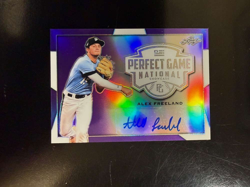 Alex Freeland 2019 Leaf Metal Perfect Game National Showcase Purple Auto /12