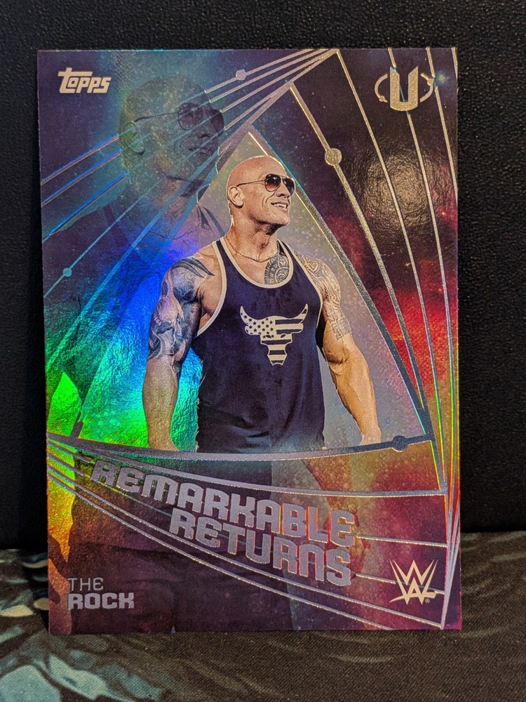 The Rock WWE 2025 Topps Universe Remarkable Returns Wrestling Card #RRE-1