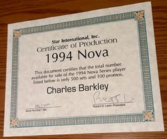 1994-95 Star Nova Set 9 Charles Barkley 500 Made From Factory In Page COA Suns