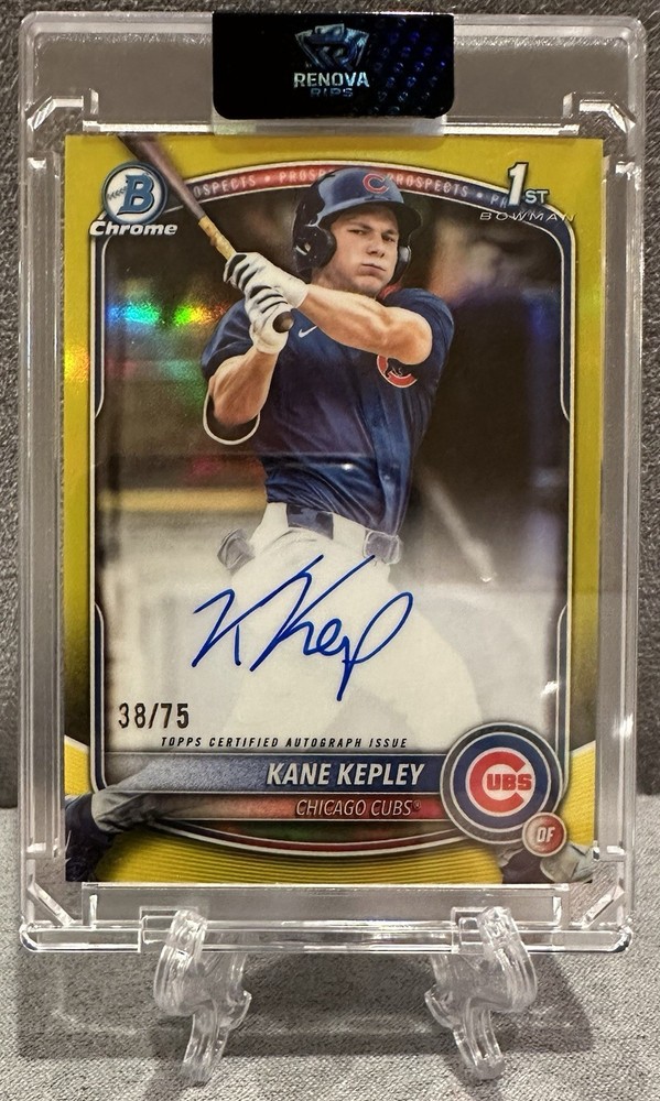 2025 Bowman Draft Kane Kepley 1st True Yellow Auto /75 Chicago Cubs #CPA-KK