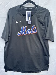 NWT NY Mets MLB Nike Black Authentic Collection Performance Pregame Shirt SS Lg