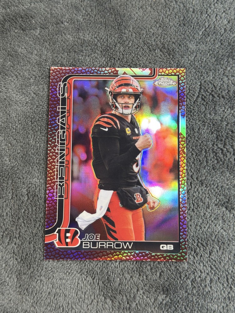 2025 Topps Chrome #61 Joe Burrow Football Leather Refractor