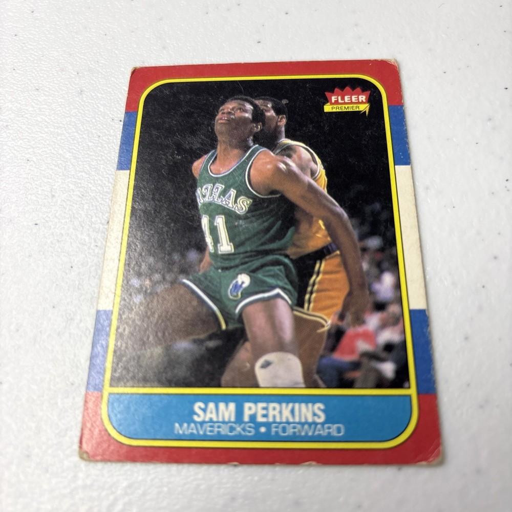 1986 Fleer Sam Perkins Rookie Card RC #86 Dallas Mavericks