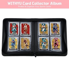 WITHYU Toploader Binder Holds 128 Top Loaders, 4 Pocket Ringless Card Holder for