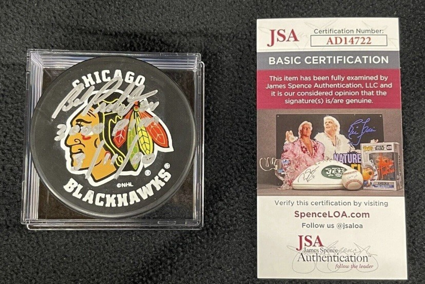Bob Probert Signed & Inscribed 3000 PIM 3/11/00 Chicago Blackhawks Puck JSA COA