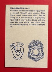 1983 MILWAUKEE BREWERS TED SIMMONS Regional Police Safety Baseball Card MLB HOF
