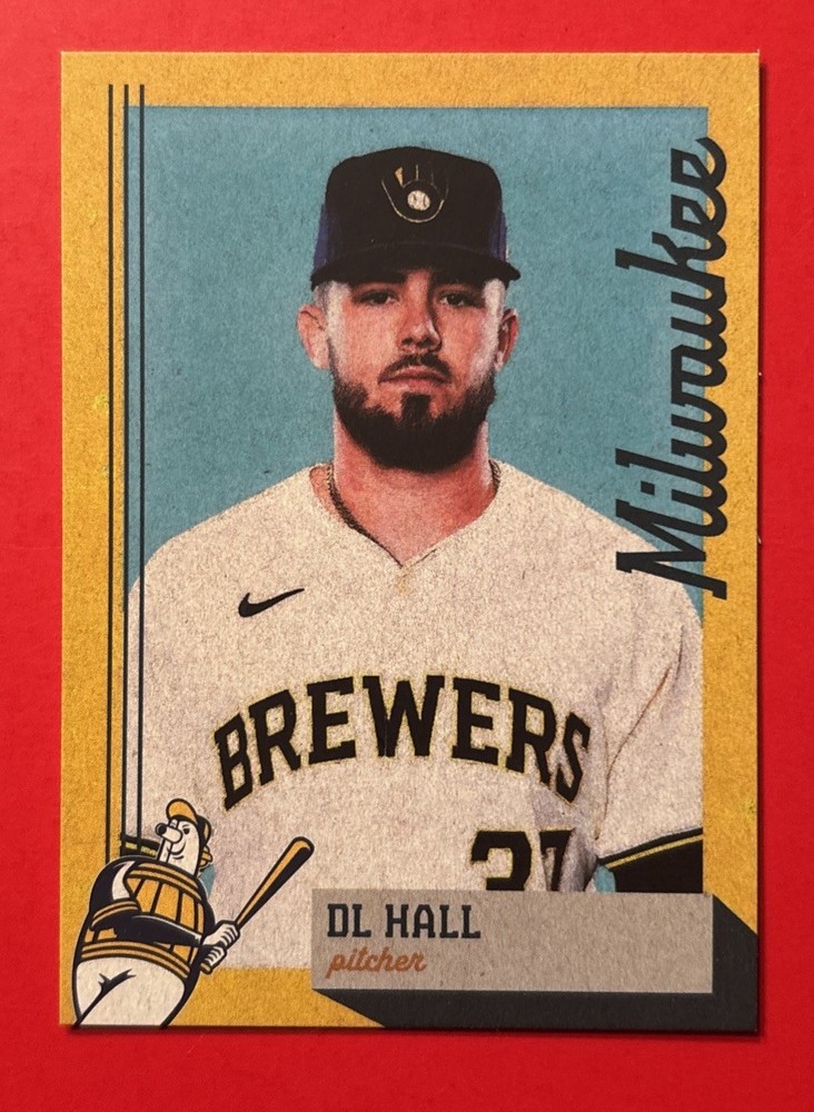 2024 MILWAUKEE BREWERS DL HALL Regional Police Safety Baseball Card Rookie RC