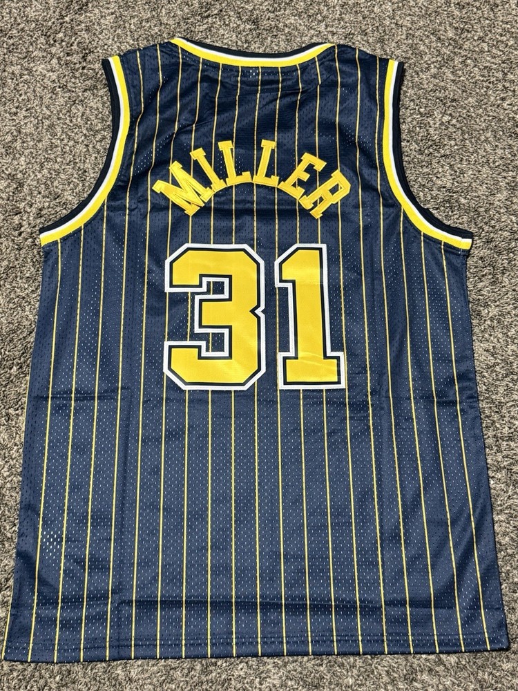 NEW #31 Reggie Miller Men’s Medium Stitched Jersey Pinstripe