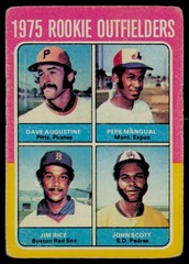 1975 Topps #616 1975 Rookie Outfielders (Augustine / Mangual / Rice / Scott)