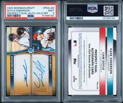 2025 Bowman Draft Prospect Dual Auto Kade Anderson/Liam Doyle Gold REF /50 PSA 9