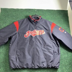 Men Therma Base Full Zipper Navy And Red Size 4XL CLEVELAND INDIANS Majestic