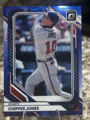 Chipper Jones 2-Card Lot 2026 Donruss Optic #85 Orange & Blue Velocity Prizms