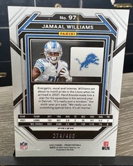 Jamaal Williams 2022 Panini Prizm Pandora /400 Lions