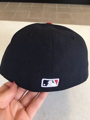 ATLANTA BRAVES MLB NEW ERA 5950 NAVY WHITE « A » RED BRIM BLACK UNDER FITTED HAT