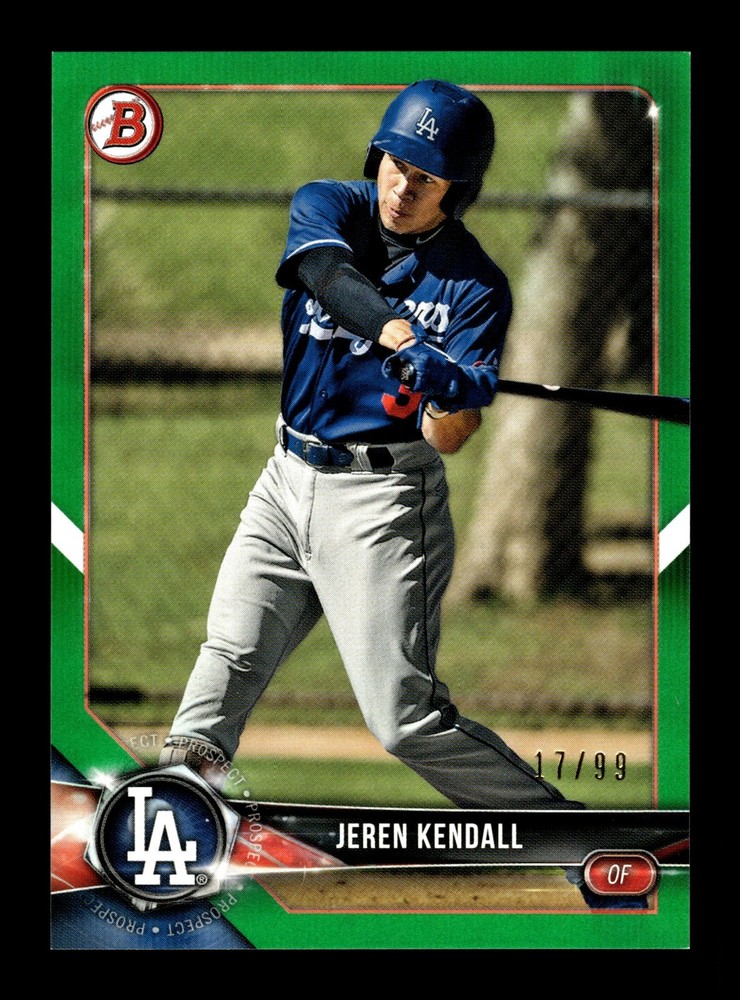 2018 Bowman Draft Green Parallel #/99 Jeren Kendall #BD-116 LA Dodgers