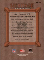 2002 Gridiron Kings Heritage Collection #HC1 Art Monk – NM