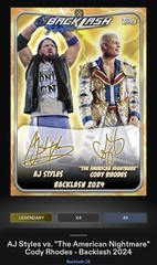 2026 Topps Slam WWE Backlash AJ vs Cody Rhodes Gold Dual Auto 45cc Legendary