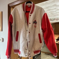 Vtg Fruit of the Loom Ohio State Buckeyes Varsity Jacket Mens Xl Gray Red Logo