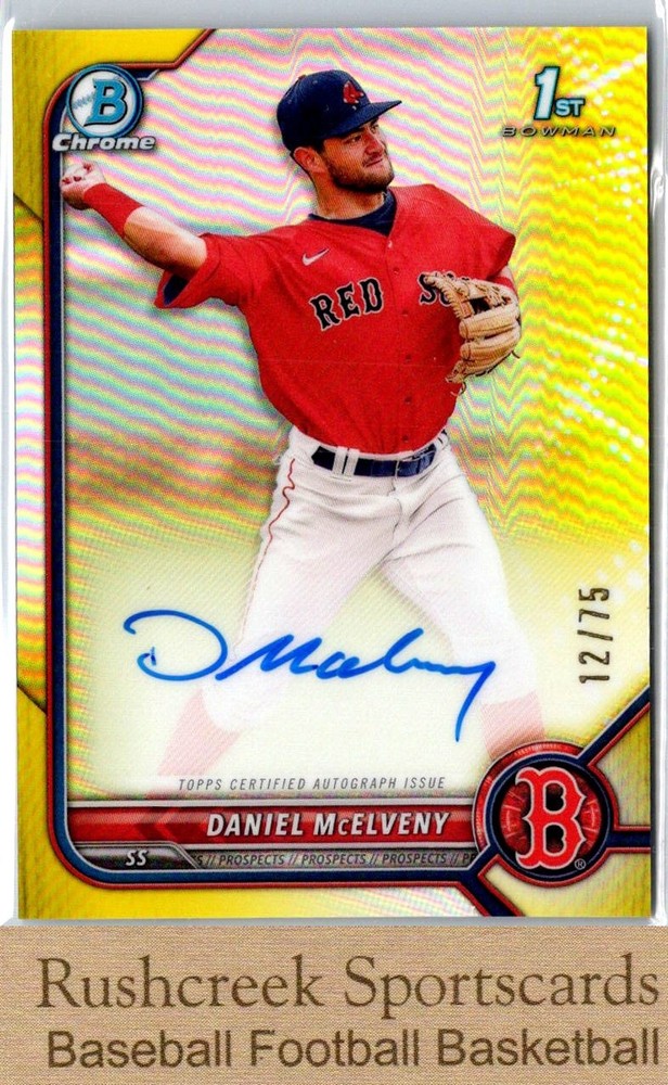2022 Bowman Chrome #CPA-DMY Daniel McElveny /75 Prospect Auto Yellow Refractor