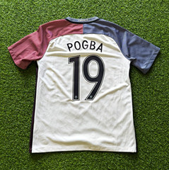 France 2016 Paul Pogba #19 Soccer Jersey White Blue Red Men&rsquo;s Size M
